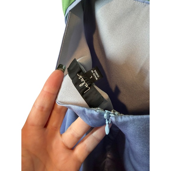 NWT Lulu's Perfect Pairing Light Blue Colorblock Satin Cutout Midi Dress Large - Picture 7 of 13